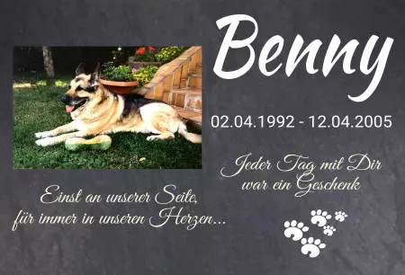 bedrucktGedenktafel Benny Bild