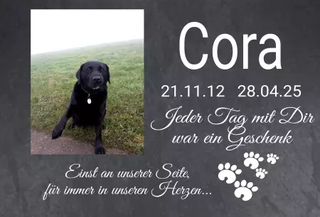 bedrucktGedenktafel Cora Bild